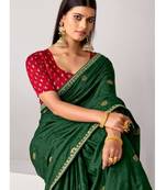 Green tissue embroidered saree with thread work