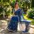 Royal blue silk blend embroidered saree with sequins work