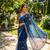 Royal blue silk blend embroidered saree with sequins work