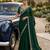 Green satin embroidered saree with sequins work