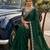 Green satin embroidered saree with sequins work