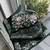 Green satin embroidered saree with sequins work
