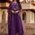 Women royal purple chanderi silk embroidered kurta pant set with organza dupatta