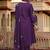 Women royal purple chanderi silk embroidered kurta pant set with organza dupatta