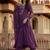 Women royal purple chanderi silk embroidered kurta pant set with organza dupatta