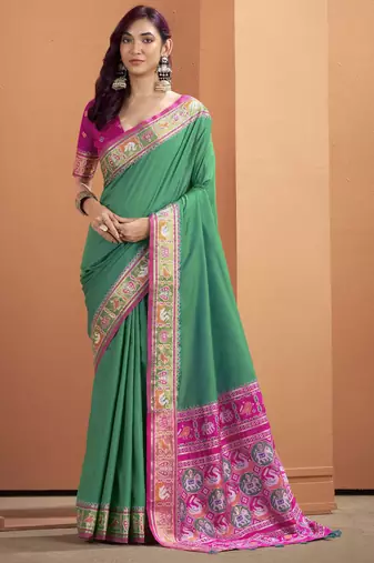 patola zari silk blend saree with blouse