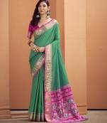 GREEN patola zari silk blend saree with blouse