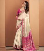 CREAM patola silk blend saree 