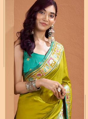  OLIVE patola silk blend saree  3