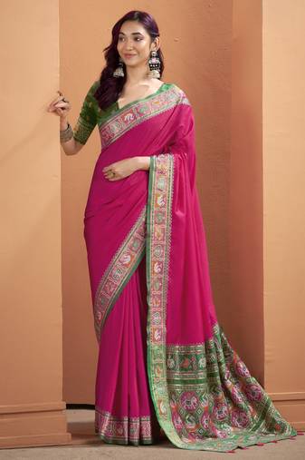 PINK patola silk blend saree 