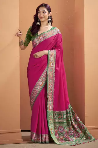 PINK patola silk blend saree 