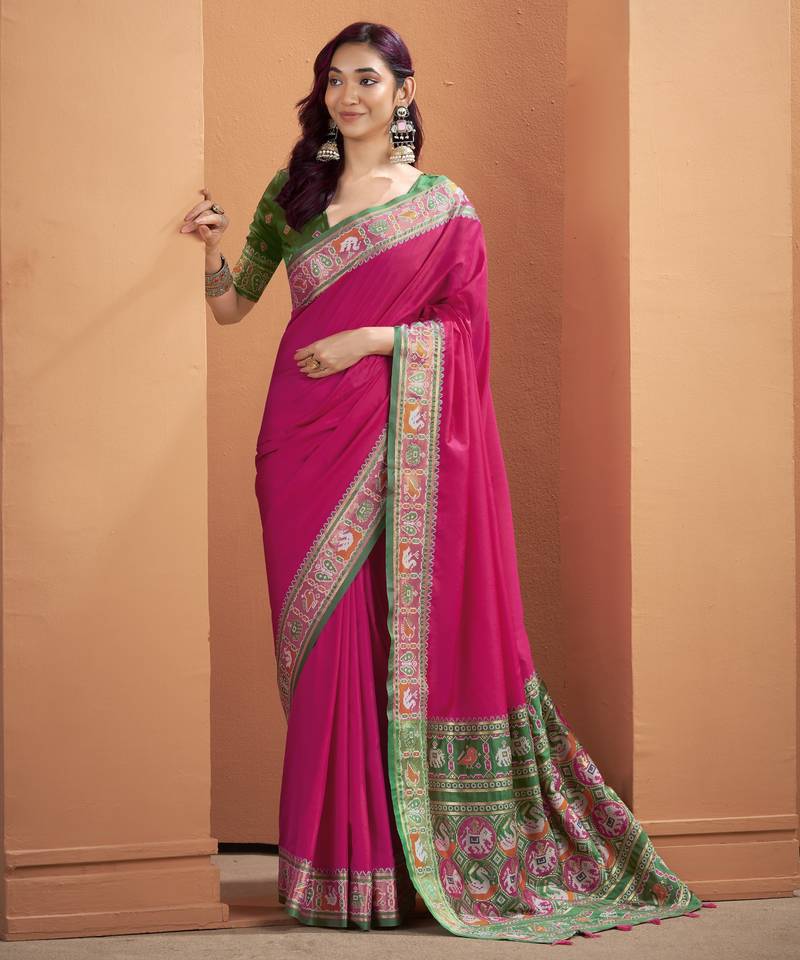 PINK patola silk blend saree 