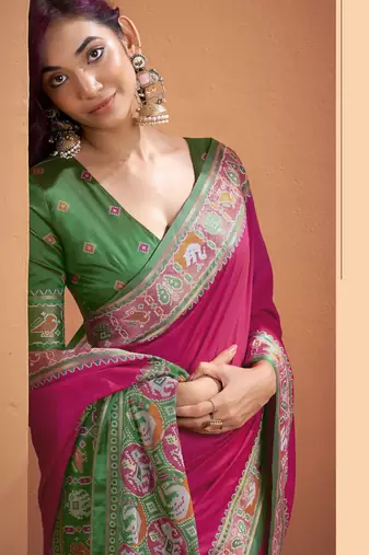 PINK patola silk blend saree 