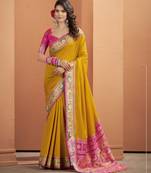 YELLOW patola silk blend saree 
