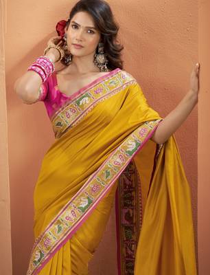 YELLOW patola silk blend saree  2
