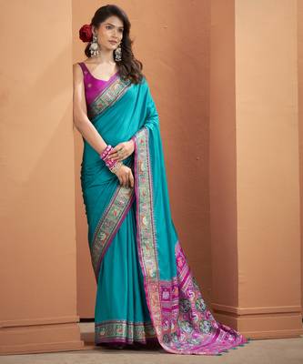 BLUE patola silk blend saree  1