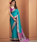 BLUE patola silk blend saree 