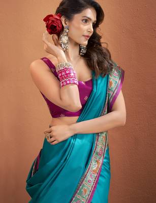 BLUE patola silk blend saree  2