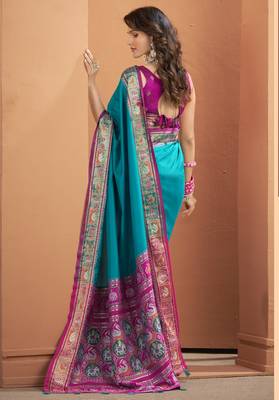 BLUE patola silk blend saree  3