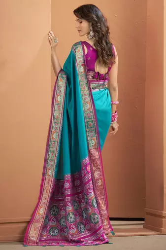 BLUE patola silk blend saree 