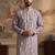 Mens silk blend lavender solid embroidered kurta