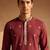 Mens silk blend maroon solid embroidered kurta