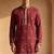 Mens silk blend maroon solid embroidered kurta