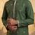 Mens silk blend green solid embroidered kurta