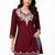 Maroon embroidered cotton short kurti 