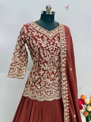 Red Womens Anarakali Lehenga Set 3