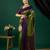 Green silk blend woven saree