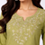 Olive embroidered cotton short kurti 