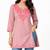 Onion pink embroidered cotton short kurti 