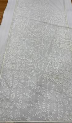Off white net embroidered saree 2