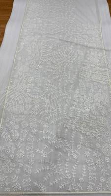 Off white net embroidered saree 3