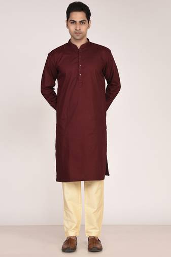 Men's solid pure cotton straight kurta
