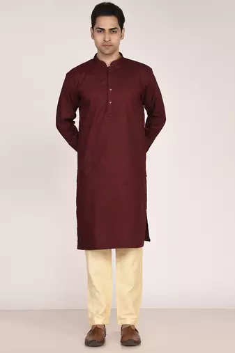 Men's solid pure cotton straight kurta