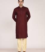 Men's solid pure cotton straight kurta