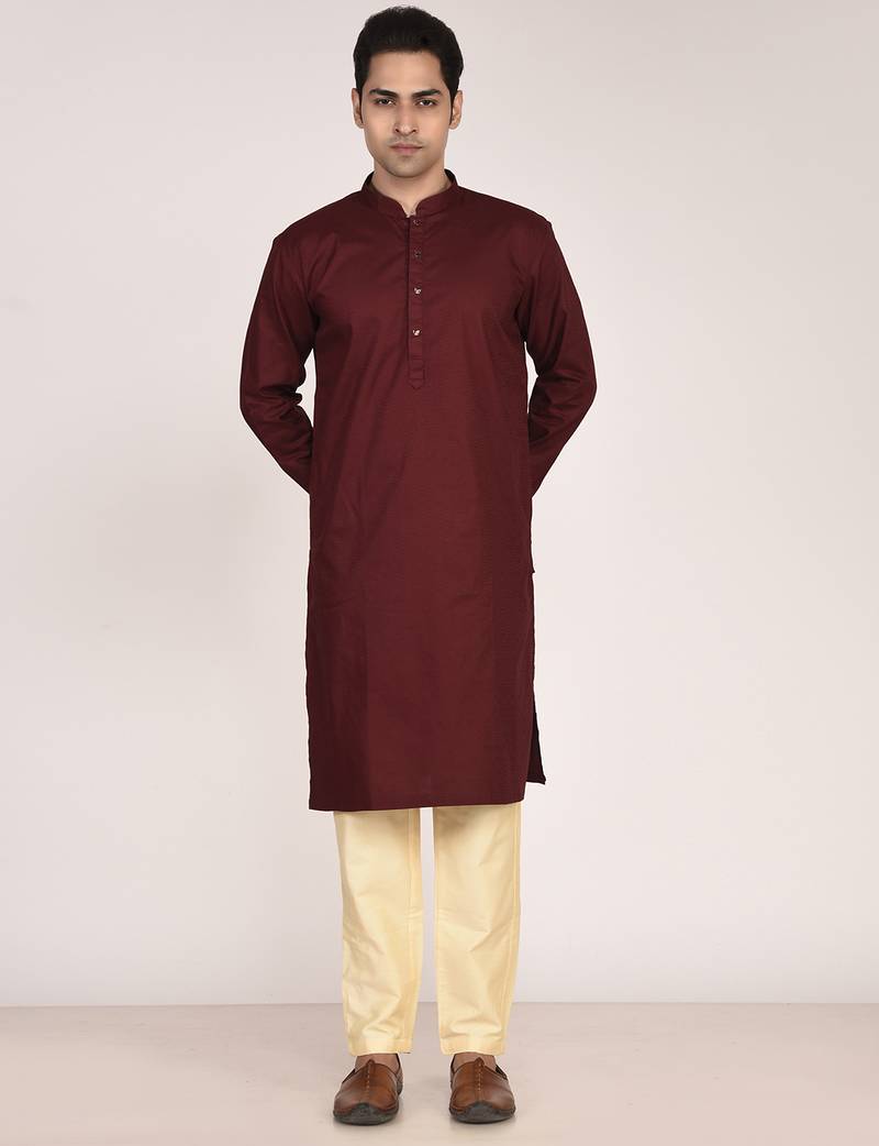 Men's solid pure cotton straight kurta