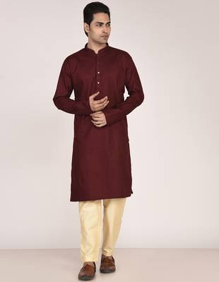 Men's solid pure cotton straight kurta 2
