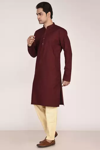 Men's solid pure cotton straight kurta