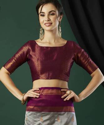 Grey silk blend woven saree 4