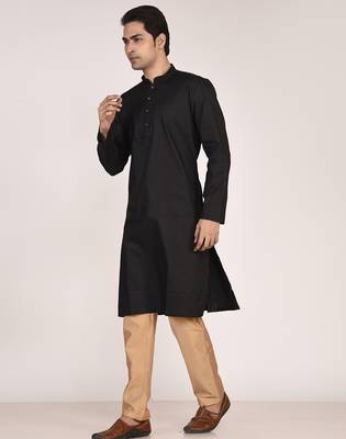 Men's self embossed designer cotton kurta 2