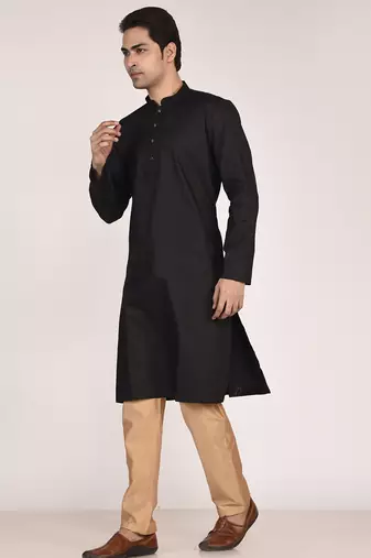 Men's self embossed designer cotton kurta