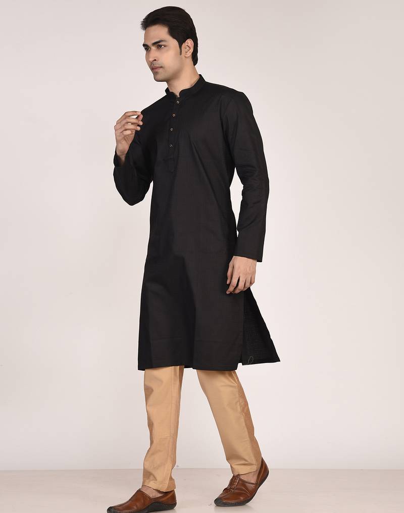 Men's self embossed designer cotton kurta