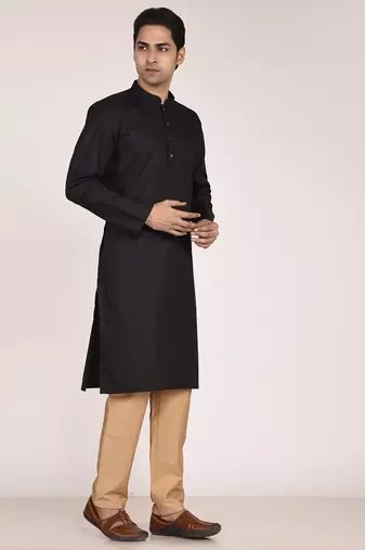 Men's self embossed designer cotton kurta