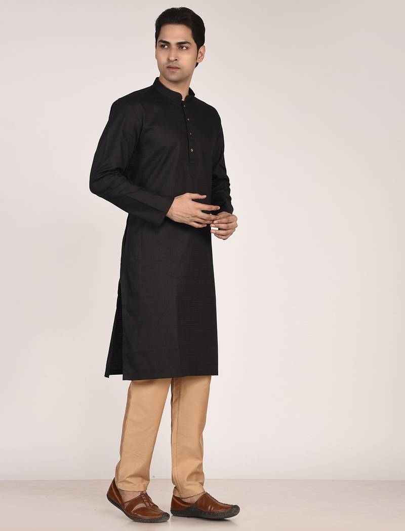 Men's self embossed designer cotton kurta