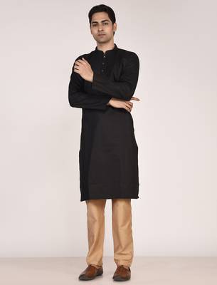 Men's self embossed designer cotton kurta 4