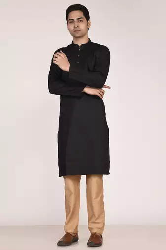 Men's self embossed designer cotton kurta