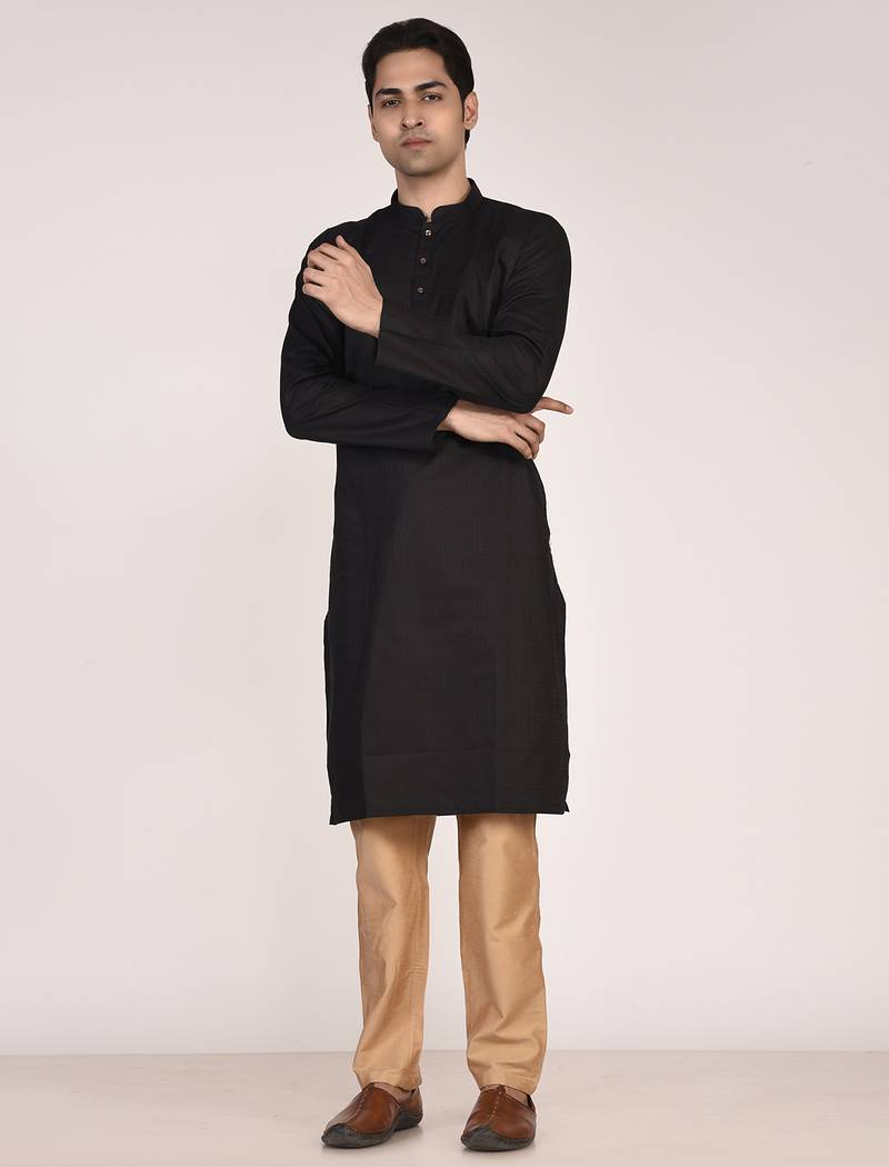 Men's self embossed designer cotton kurta